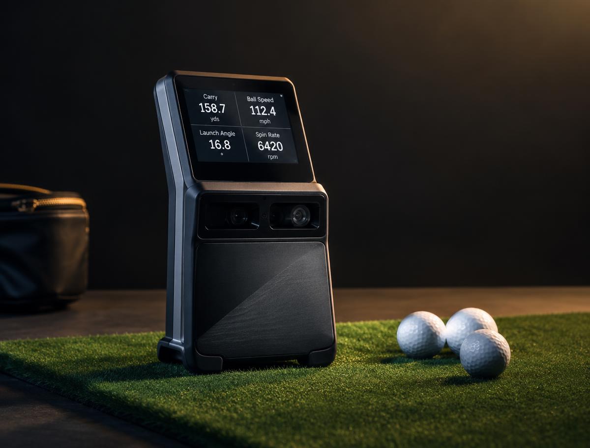 Launch monitor on hitting mat